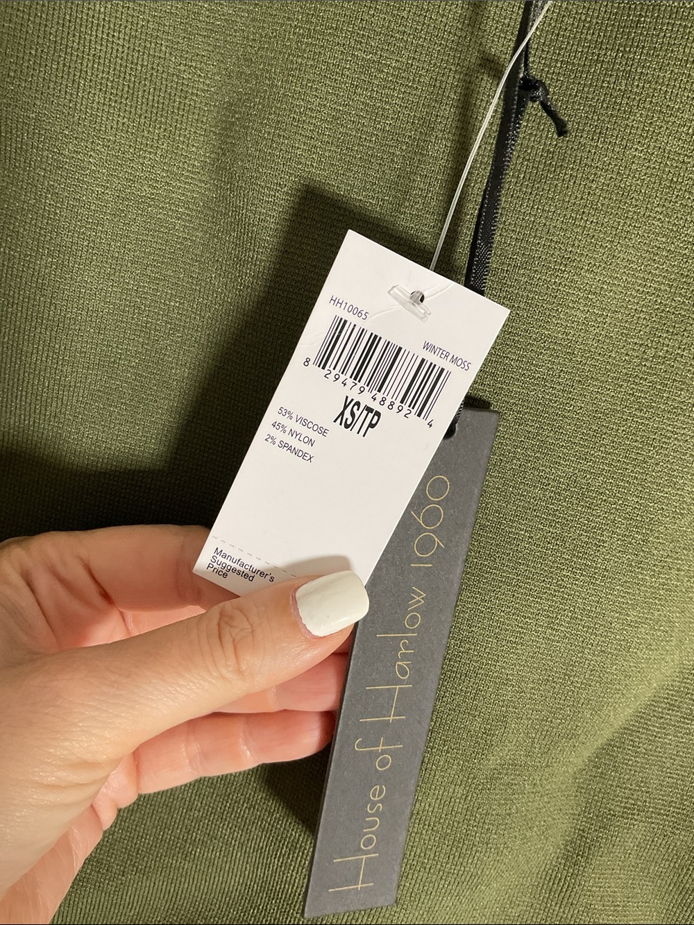 House of Harlow 1960 Onella Ribbed Turtleneck Tank Top Size XS Olive Green - Picture 7 of 7